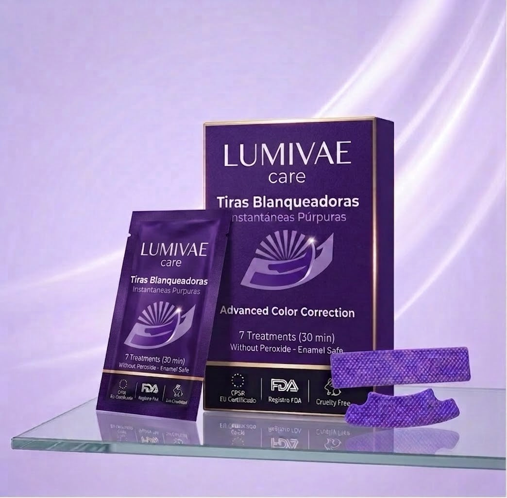 LUMIVAE Care — Tiras Blanqueadoras de Corrección de Color Instantánea